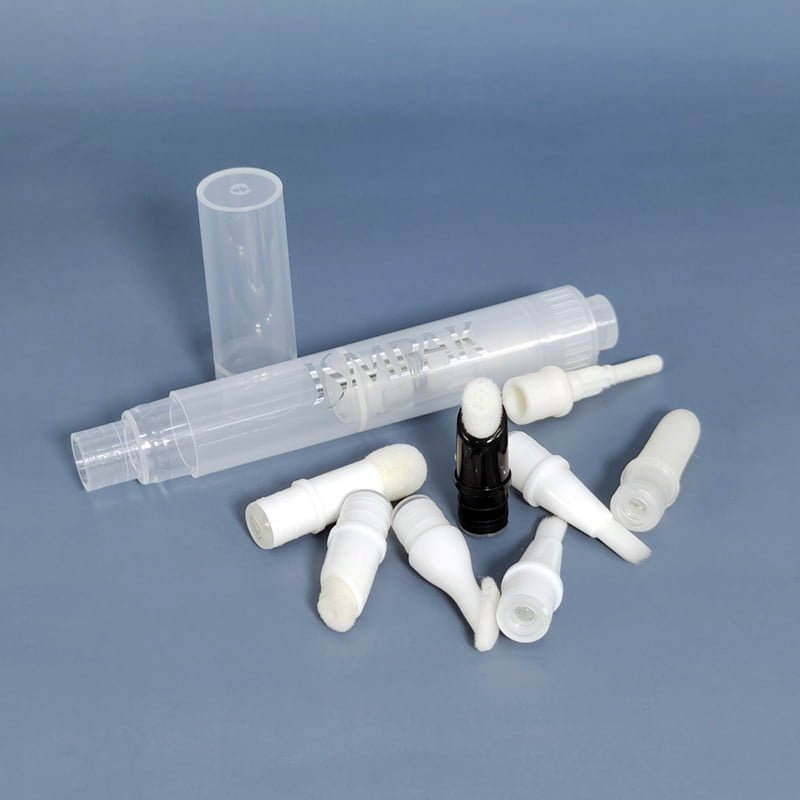 transparent cosmetic twist pen with brush tips